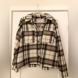 Melloday shacket style jacket in brown and cream size large